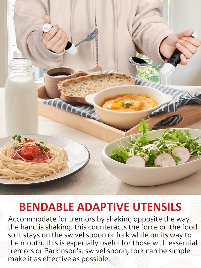 BakeBloom Adapted Utensils, Weighted Silverware for Hand Tremors, Special Spoon & Fork Set, Weak Hand Grip & Handicapped & Parkinsons Aids for Elderly, Arthritis, Useful Gifts for Elderly - Image 5